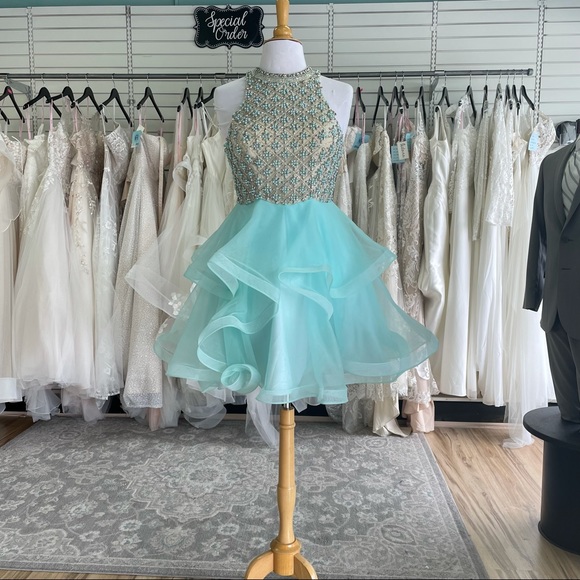 Abby Paris | Dresses | Aqua Beaded Top 